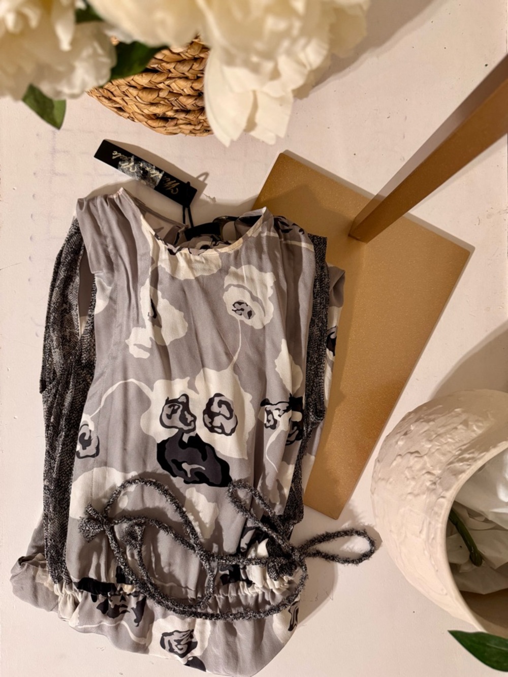 Winter Kate Gray and Black Floral Maxi Dress - Picture 12 of 12